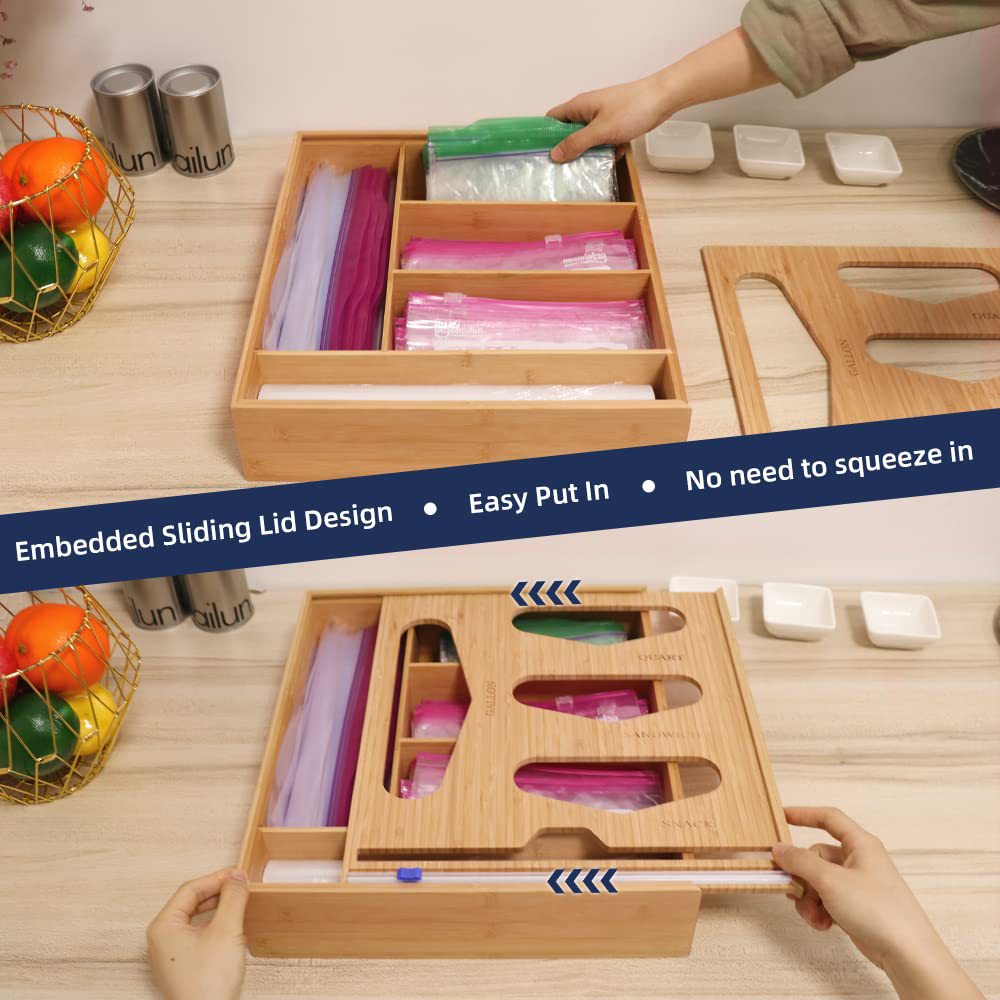 Cross-border best-selling sealed bag storage box, bamboo drawer storage box, kitchen sundries organizing bamboo box pic 4