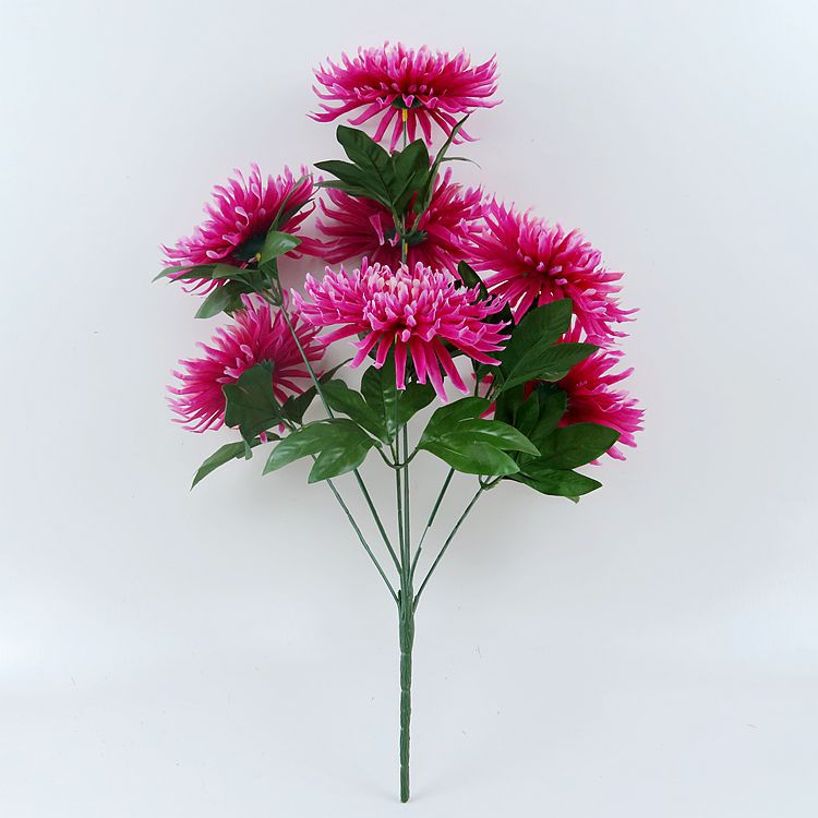 河南厂家现货批发新款仿真菊花中粗杆大把束假花七头金丝菊绢花详情31