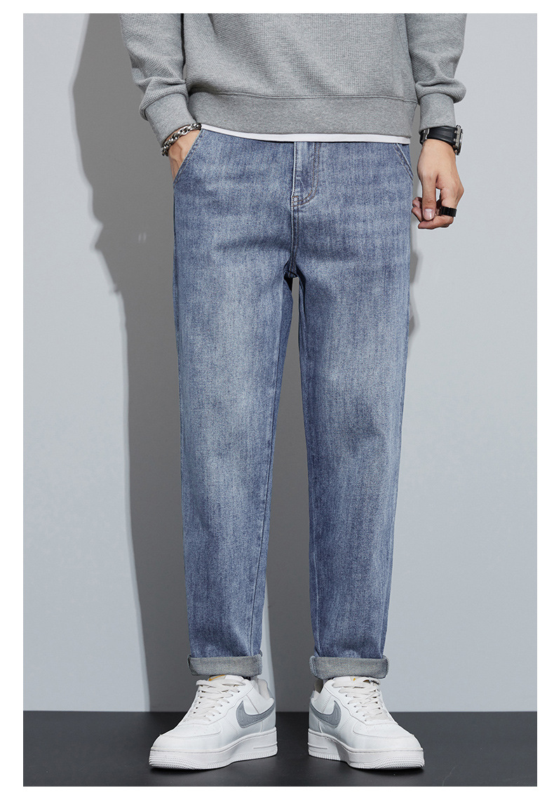 2024新款冬季牛仔裤男阔腿直筒韩版潮流时尚百搭加绒加厚哈伦裤详情18