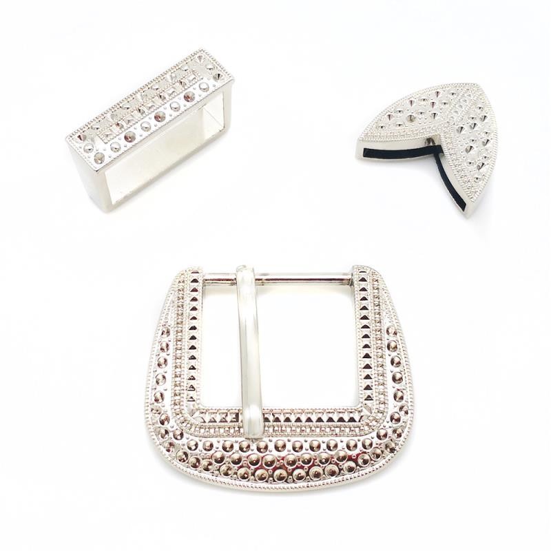 32mm zinc alloy belt buckles for women from Japan, South Korea, Europe and America, diamond three-piece set, factory direct sales pic 2