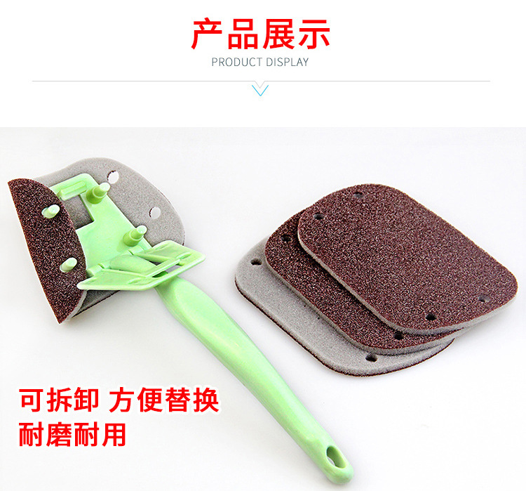 Long-handled cleaning brush, diamond sand sponge, kitchen cleaning, dishwashing and pot washing brush, household scouring pad, dishwashing cloth pic 13