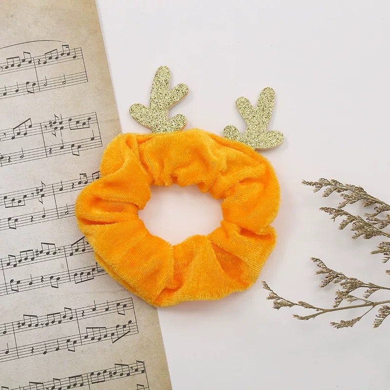 少女网红马尾可爱简约气质圣诞款鹿角头绳发绳扎头发皮筋大肠发圈详情6