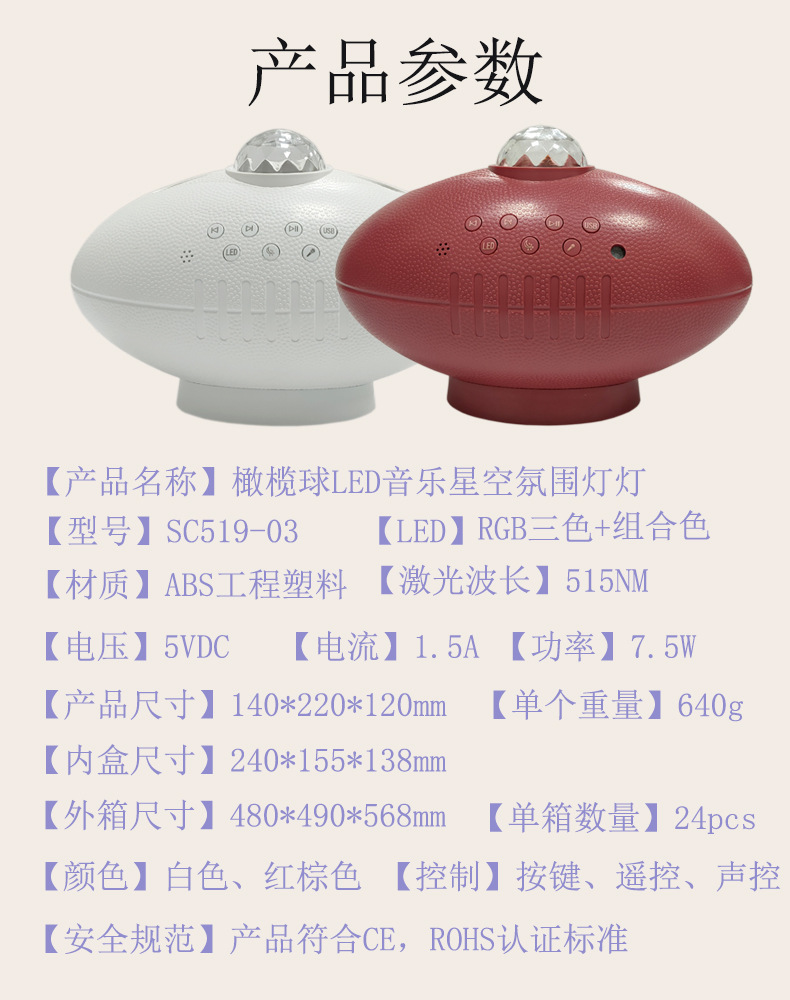 LED rugby USB music starry sky light water ripple star moon Bluetooth ambient light strip remote control rotating laser pic 3