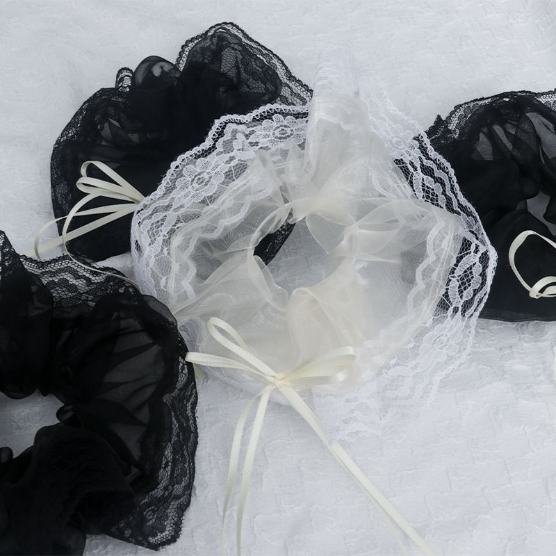 韩系轻奢人鱼姬透明蕾丝刺绣蝴蝶结大肠圈女甜美扎头绳气质发饰详情3