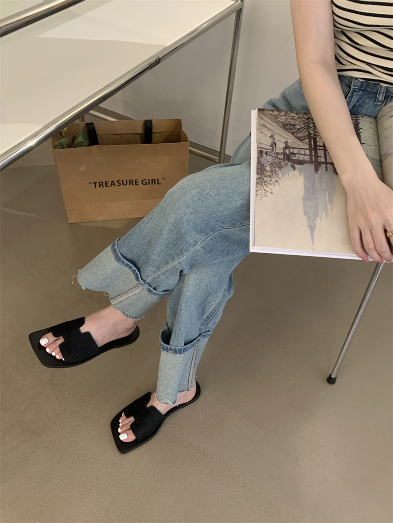 女士凉拖鞋外穿2024年夏季新款时尚百搭复古舒适平底防滑一字拖潮详情6