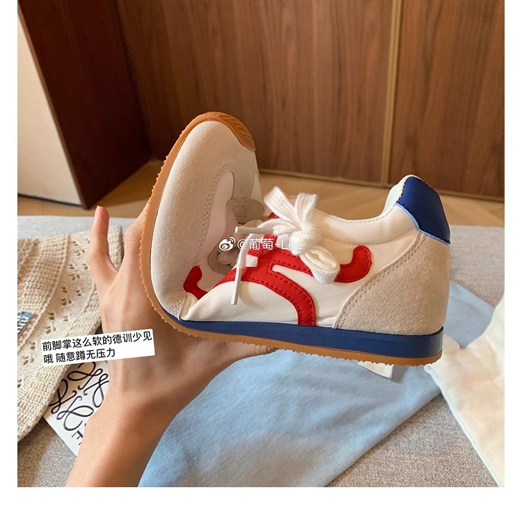 葡萄妈歪头内增高德训鞋休闲风撞色拼接系带运动大头小白鞋女详情7