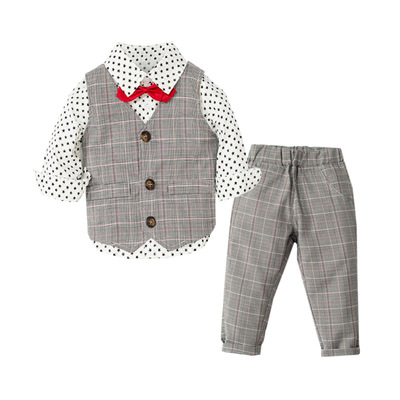 Summer male baby gentleman sets, baby crawling suits, overalls, two-piece sets, British-style cool evening gowns for foreign trade pic 36