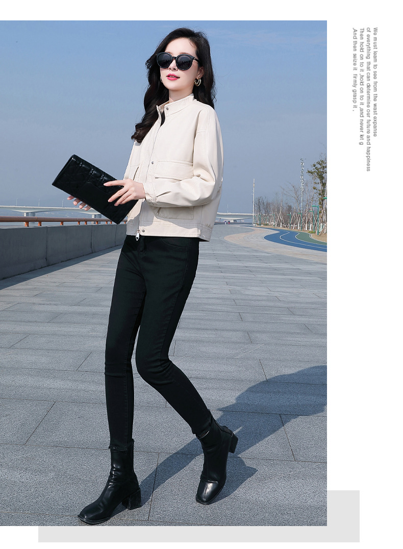 PU皮衣短款外套2022新款春秋季韩版休闲气质时尚夹克上衣女详情15