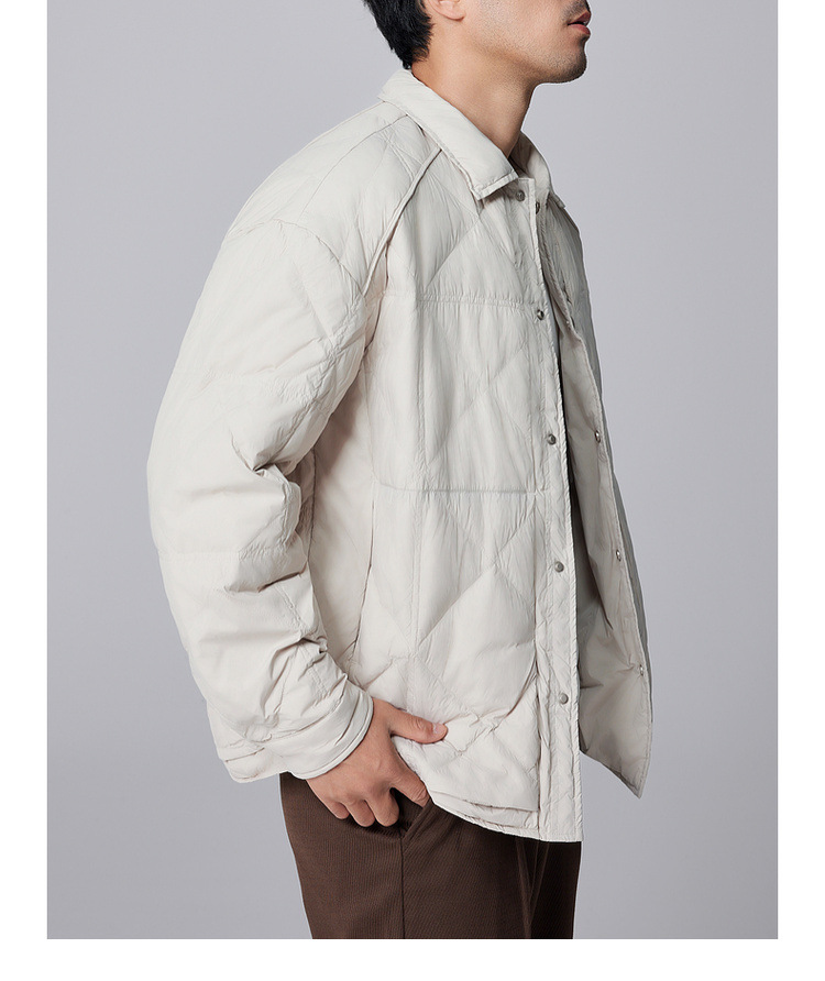 墨麦客男装简约翻领羽绒服男2024冬新款轻薄假两件男士外套88622详情33