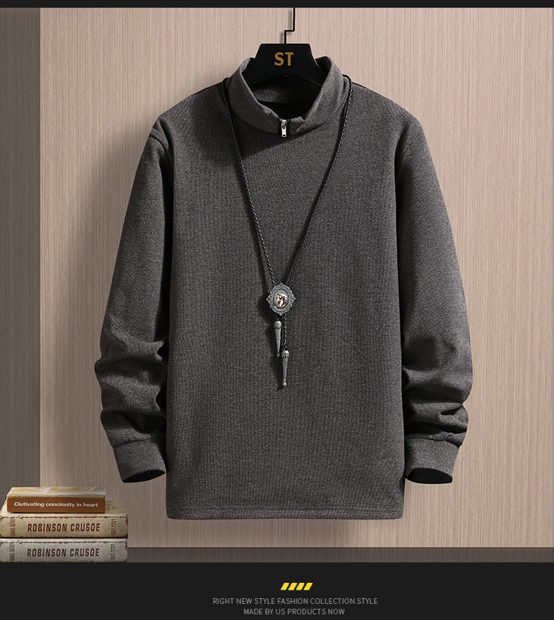 2022 Autumn/Winter new double-sided German fleece long-sleeved T-shirt for men, Korean-style trendy fleece hoodie, casual top for men pic 51