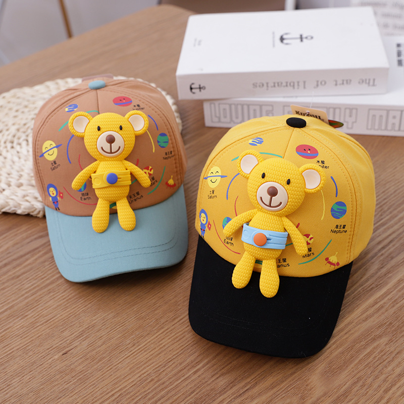 Korea cute bear kids baseball cap primavera nuevo estilo desmontable oso bebé sombra dutch tong cap wholesale tide pic 7