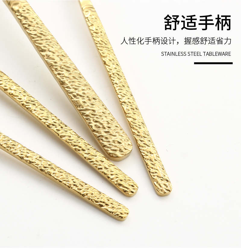 跨境创意不锈钢刀叉勺四件套 石纹复古浮雕手柄牛排刀叉餐具套装详情13