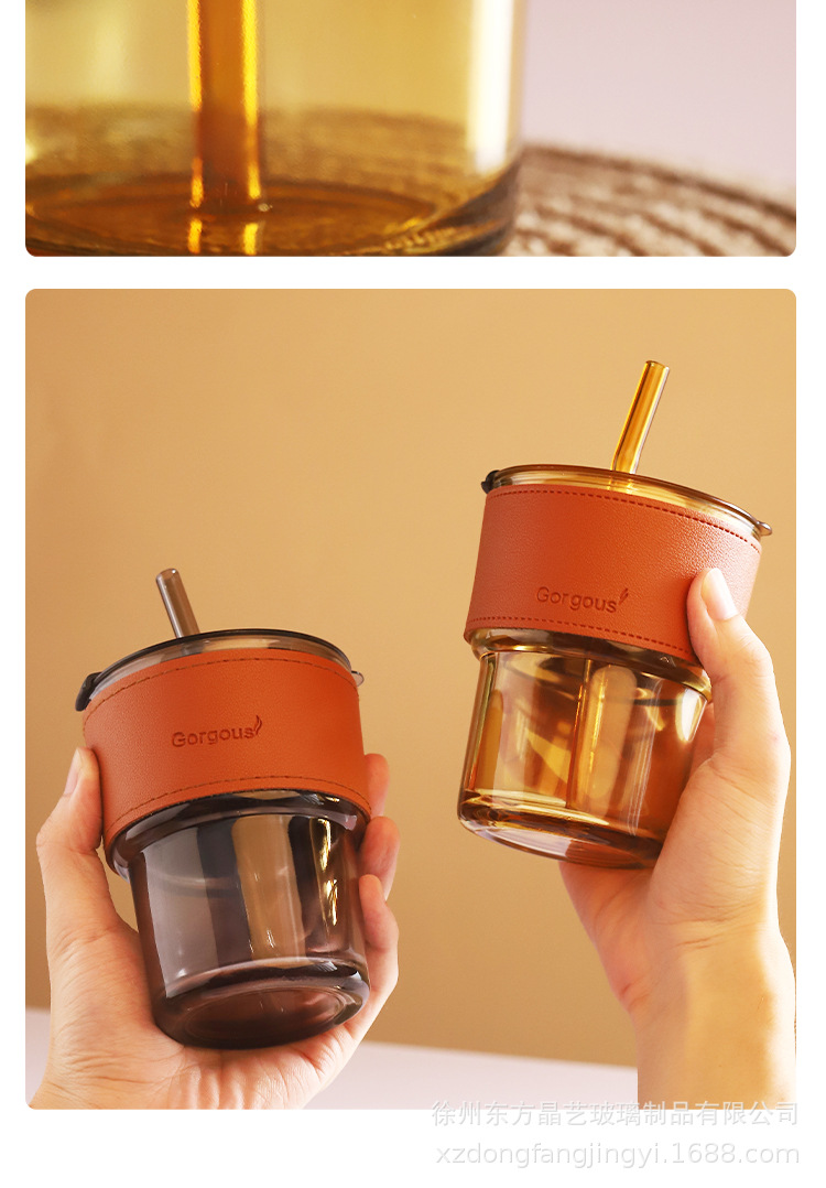 创意ins竹节杯玻璃竹节水杯隔热吸管杯家用咖啡饮料杯伴手礼批发详情1