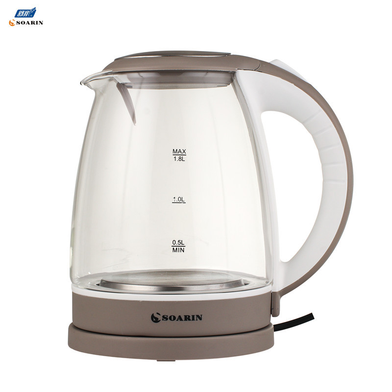 English export round plug SOARIN high-power glass electric kettle 998, 1.8L boiling kettle pic 1