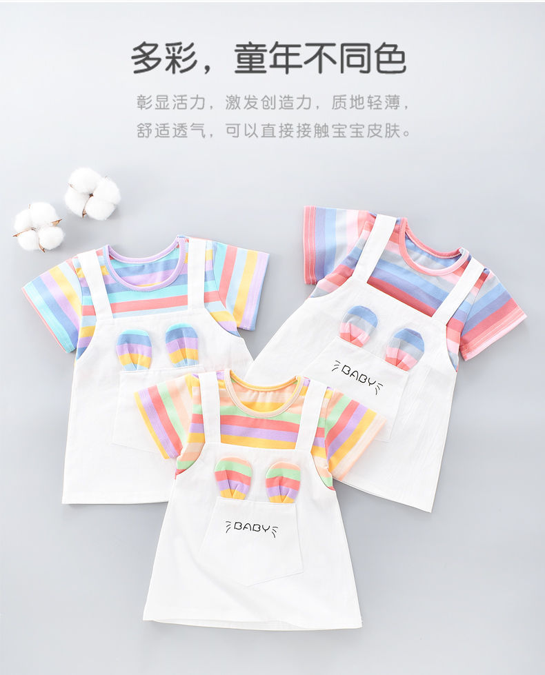 2023年新款女童连衣裙夏季新款洋气纯棉薄款夏天短袖女孩儿童裙子详情4
