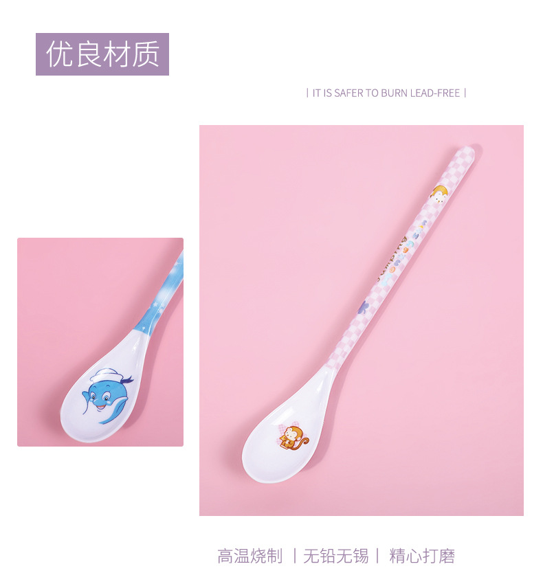现货儿童饭勺批发密胺儿童大号卡通长柄杓幼儿园孩子饭勺儿童餐具详情4