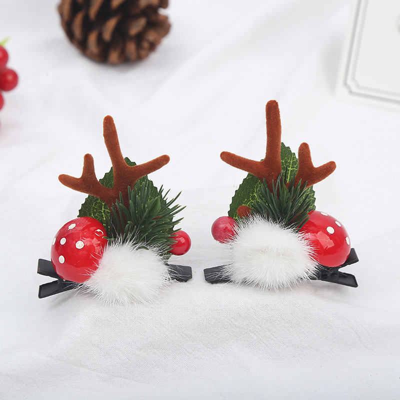 New Christmas style deer antler hairpins, simulated deer ears, berries, pinecones, elk headwear, adult and children duckbill clips pic 8