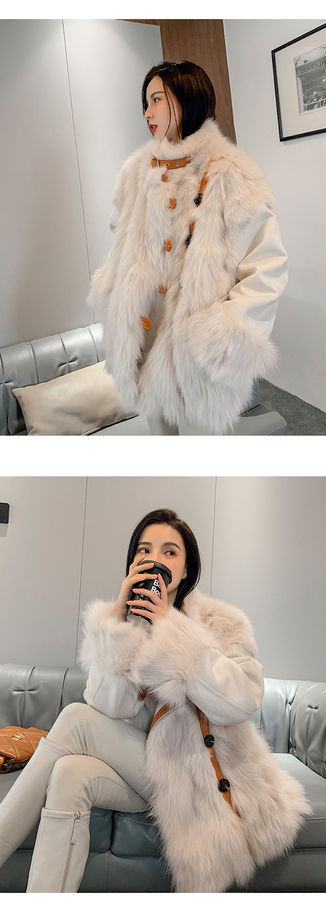 A 20-year new winter all-in-one rabbit fur coat for women, a fashionable and versatile two-wear jacket pic 10