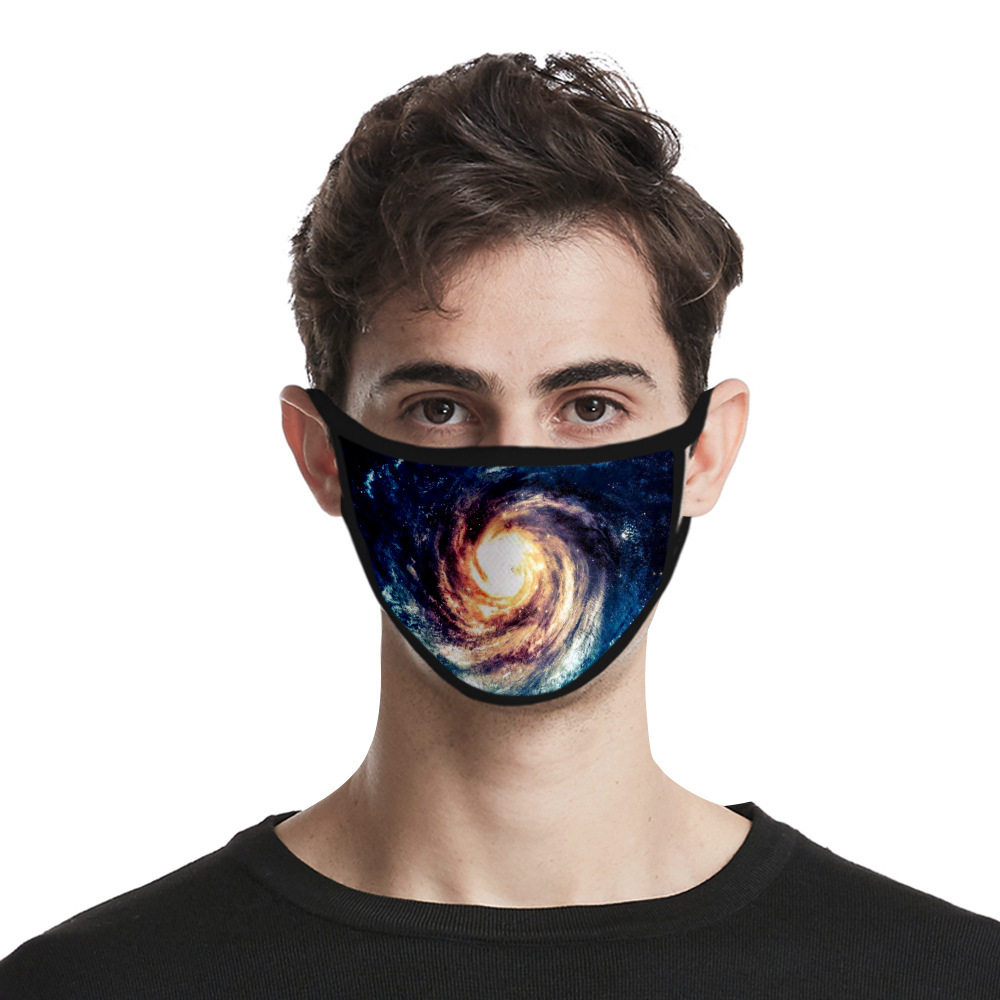 跨境一手货源星空3D数码时尚印花冰爽涤棉布料可水洗口罩详情2