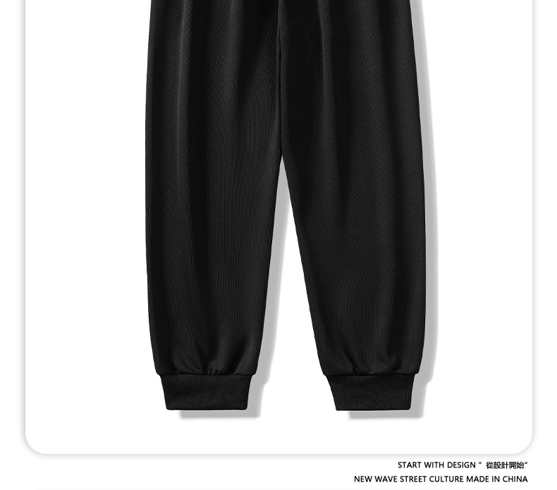 2022 Autumn new collection: Solid-color knitted sweatpants for men, drawstring tapered casual pants, threaded fabric sports pants for men pic 11