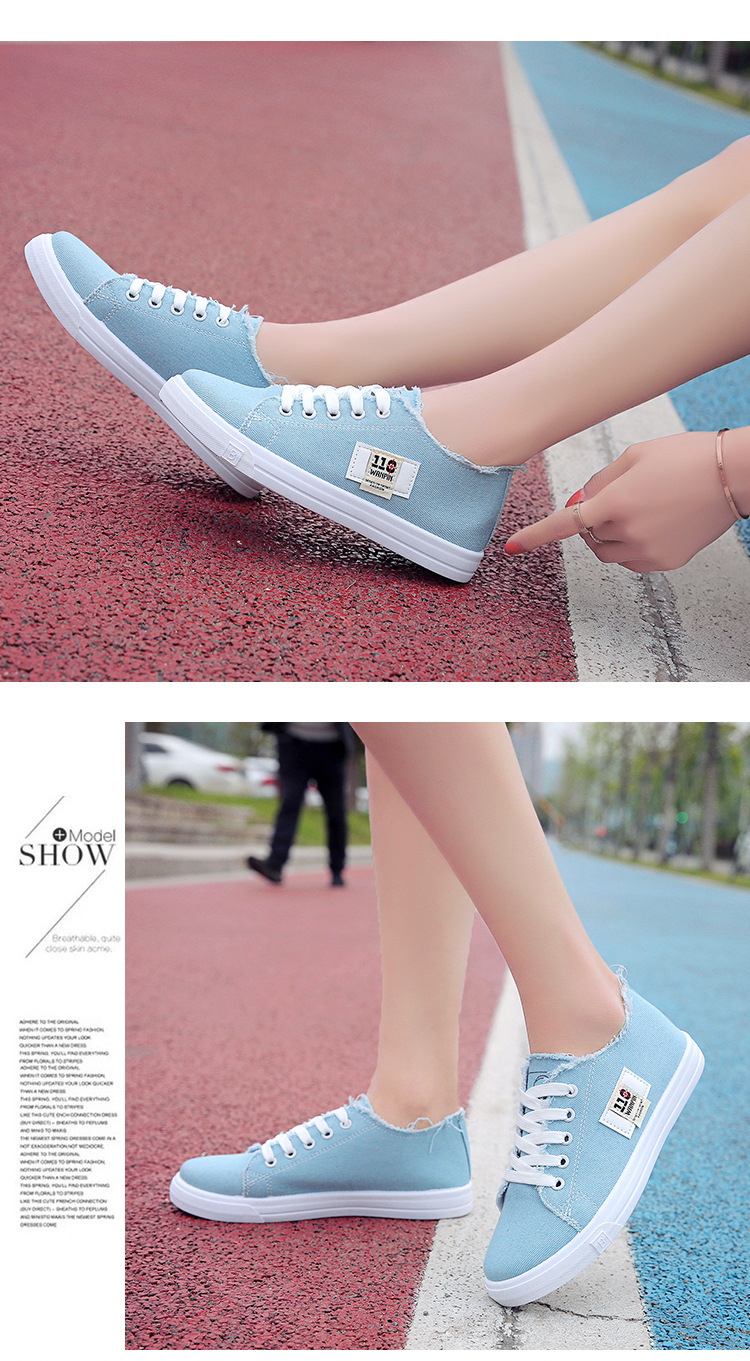 2024春季新款韩版拼色帆布鞋女透气系带学生休闲小白鞋女一件代发详情8