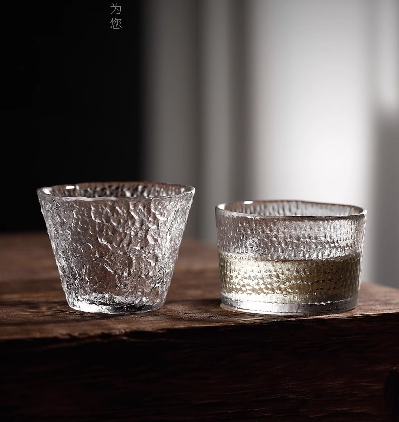 耐热透明小茶杯家用功夫茶具锤纹玻璃家用客厅待客茶杯喝水杯批发详情11