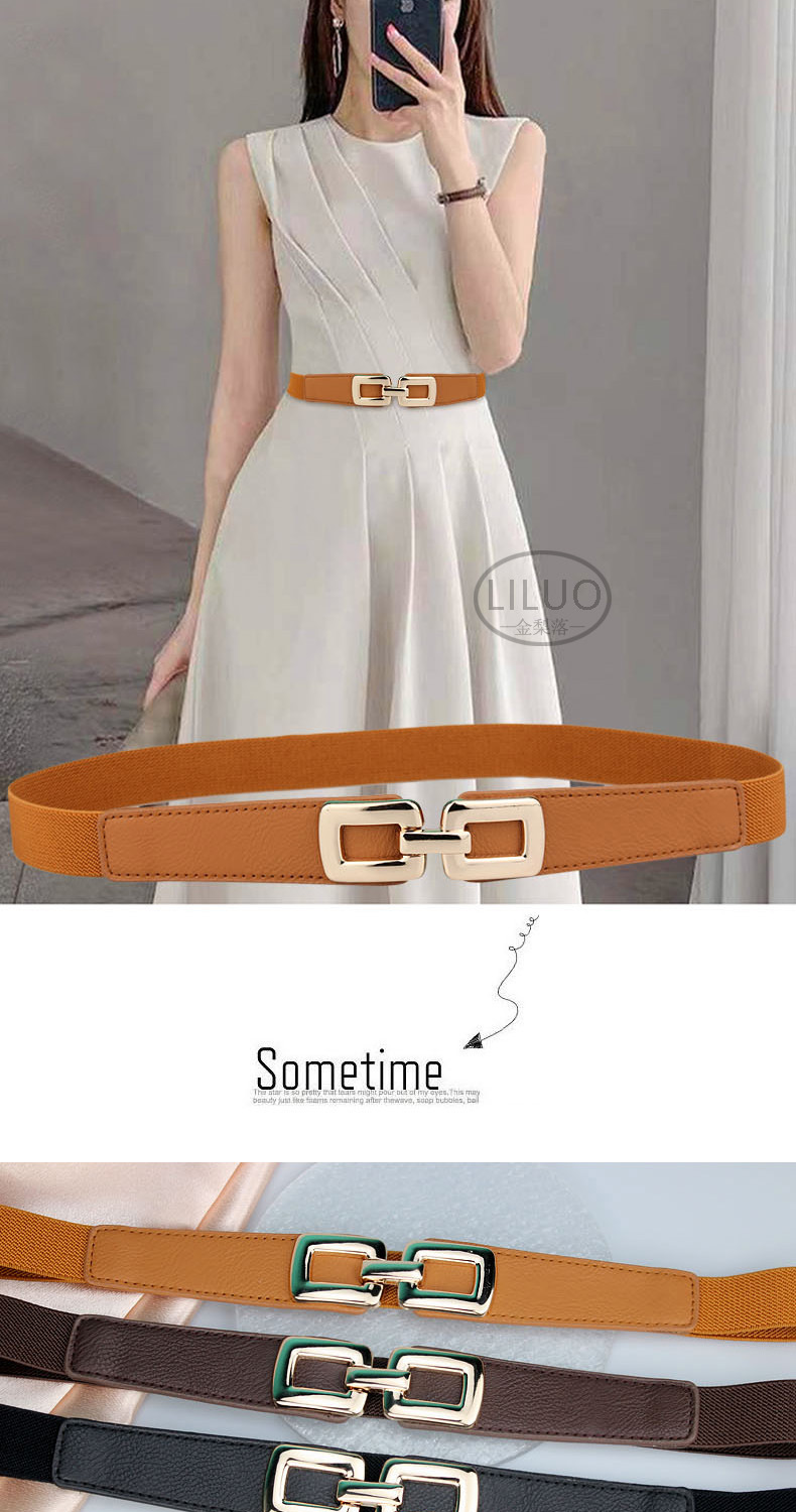 正方扣头窄款腰带女装饰配裙子腰封松紧弹力细皮带百搭简单裤带夏详情9