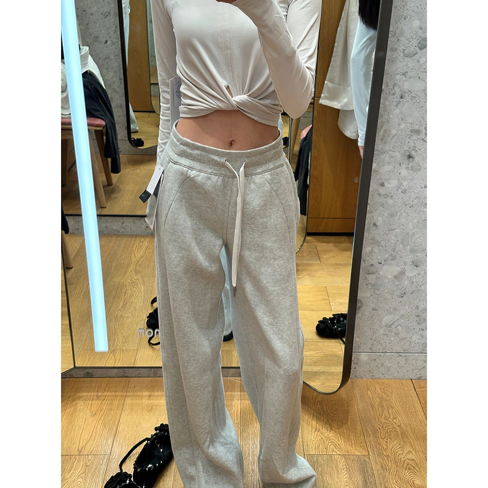 lulu卫裤女2024春秋新款瑜珈裤微喇直筒百搭高腰显瘦运动休闲裤子详情17