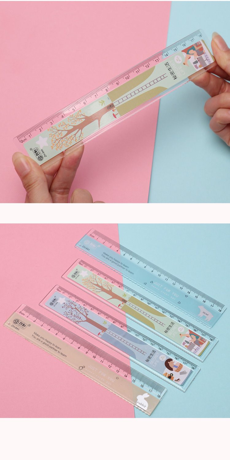 18cm尺子波浪线热转印卡通直尺可爱儿童文具创意小学生学习用品详情3