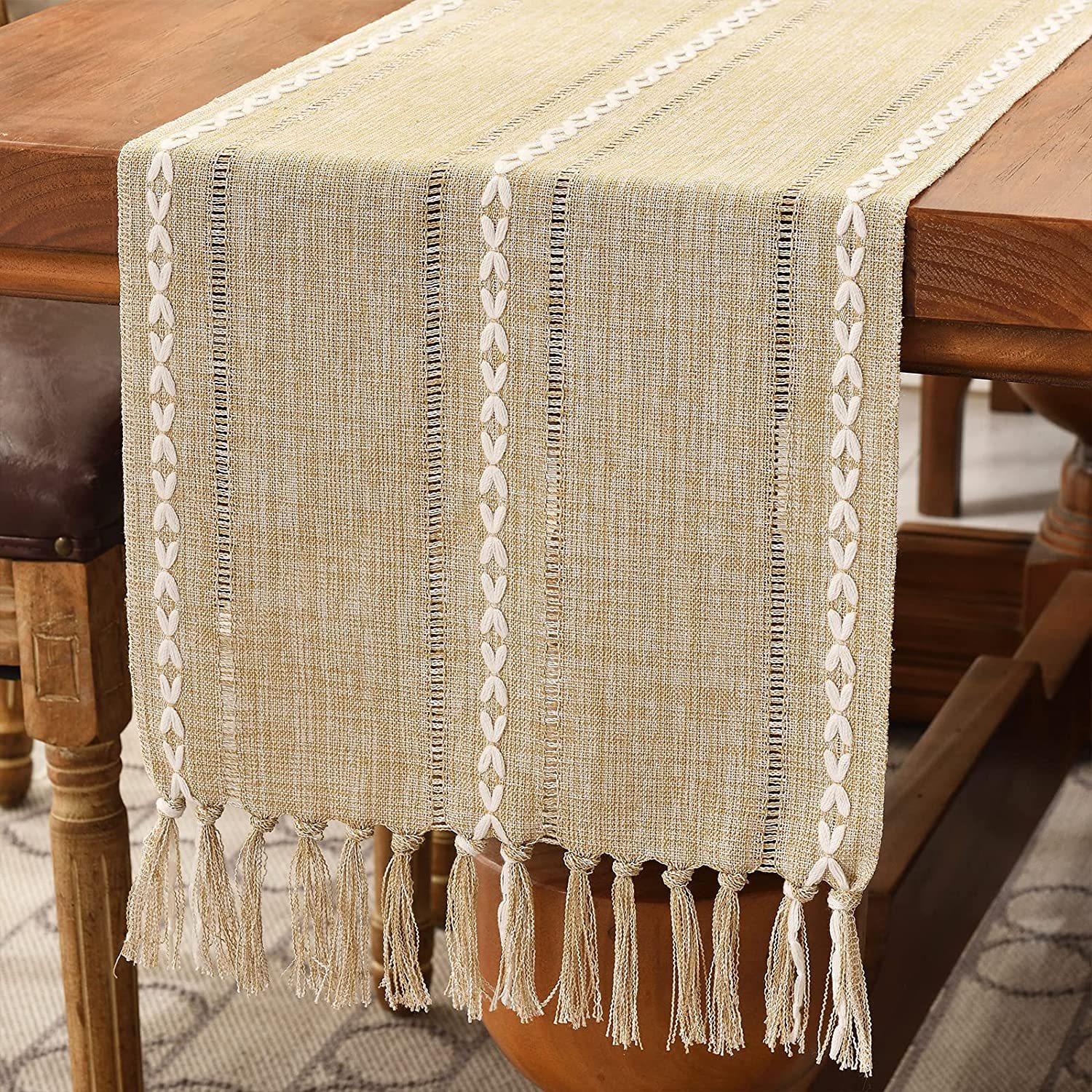 New cross-border Amazon handcrafted table flag, hollowed-out American country white tablecloth, dressing table scarf factory wholesale pic 15