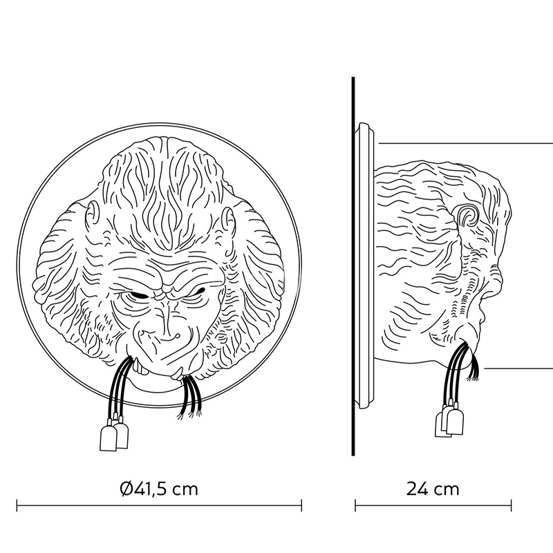 Industrial-style retro Nordic style artistic and creative living room corridor, powerful resin gorilla wall lamp pic 1