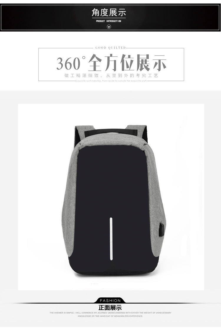 防盗电脑双肩包男款商务通勤男背包笔记本usb充电书包大容量详情13