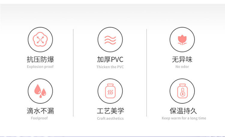 冬季新款注水热水袋高密度PVC学生简约暖水袋 可爱卡通便携暖手宝详情13