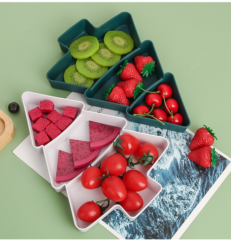 新品外贸跨境创意圣诞树分格干果盘家用零食坚果瓜子糖果懒人零食盘详情9