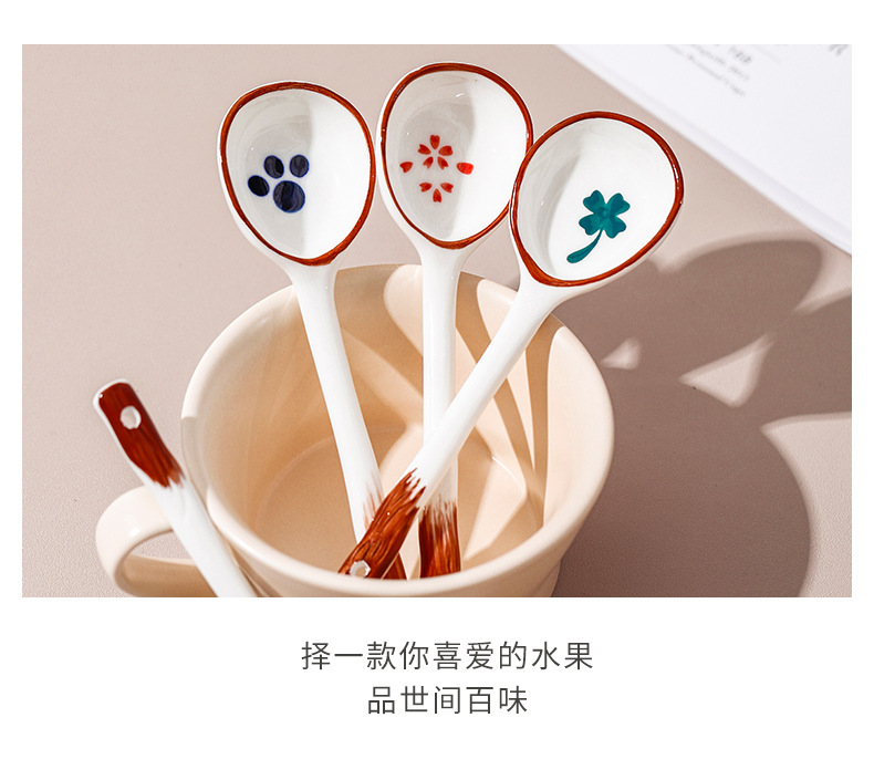 New Japanese ceramic spoons with high appearance standards, household cartoon long-handled soup spoons, tableware spoons and dessert spoons, can be printed with logos pic 19