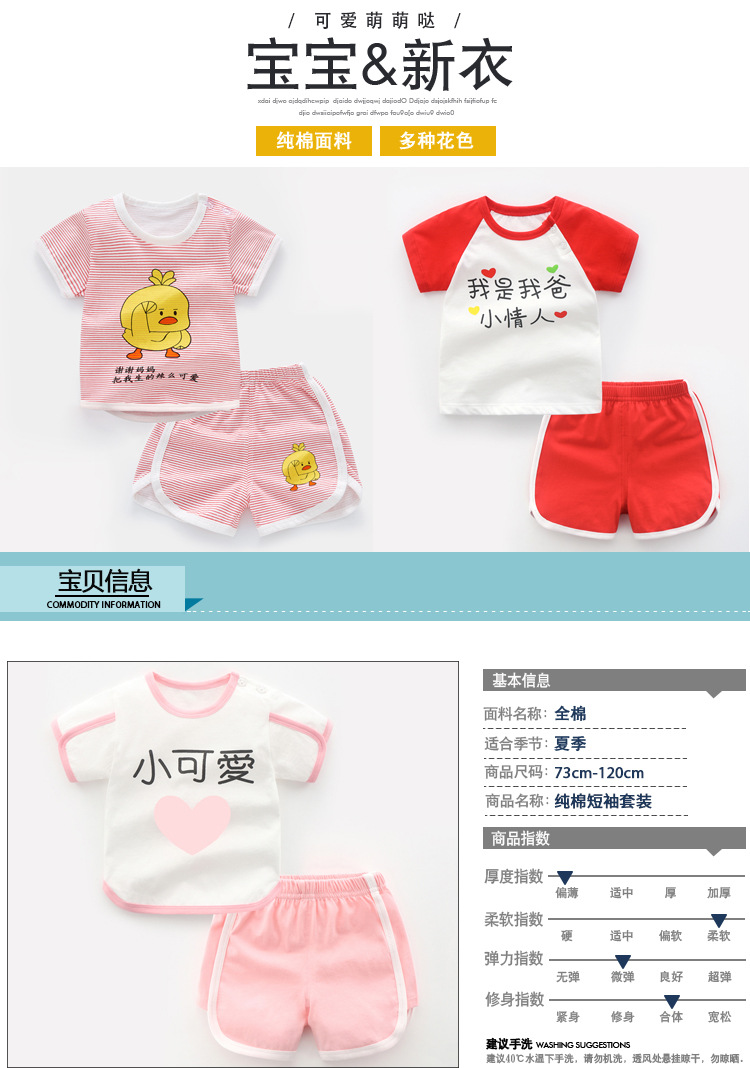婴儿短袖套装纯棉小孩衣服夏装儿童男童宝宝0女6个月1岁3幼儿小童详情1