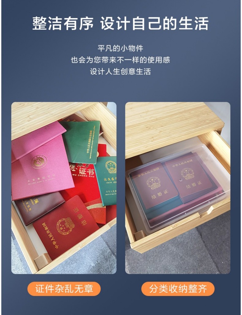 桌面防尘证件收纳盒A4文件资料整理盒户口本放重要证书防潮档案袋详情6