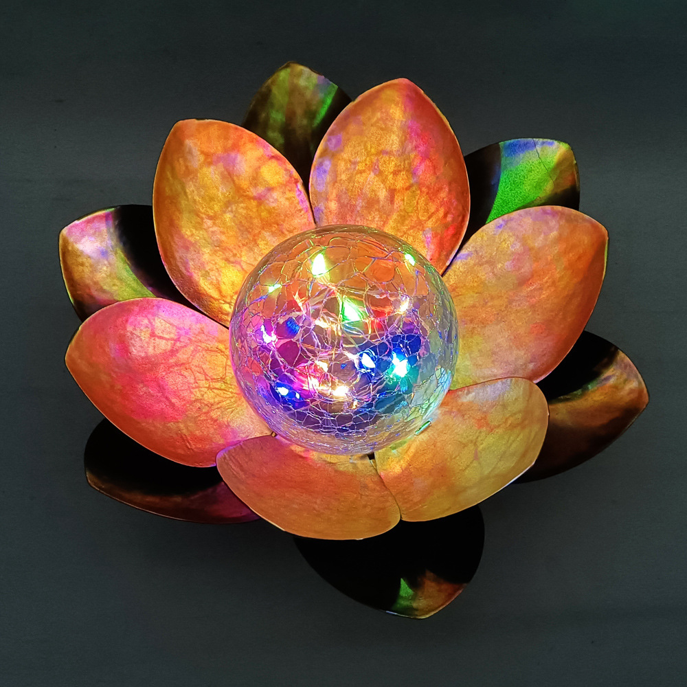 Solar-powered lotus lamps, courtyard crack decorative lamps, balcony outdoor garden ornaments, lotus landscape lamps pic 8