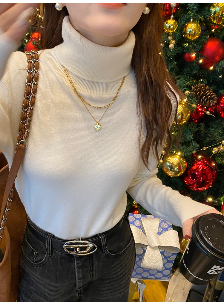 毛衣女2024新款秋冬美拉德穿搭堆堆高领打底衫内搭高级感针织上衣详情18