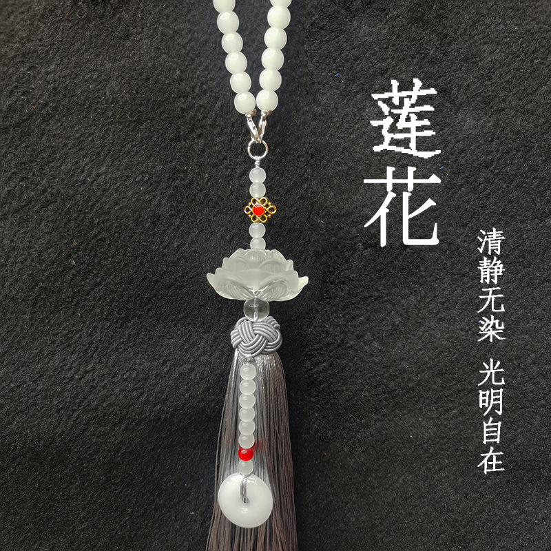 High-end lotus car interior hanging ornaments, high-end, fashionable, individual and creative imitation glass crystal safety hanging ornaments pic 2