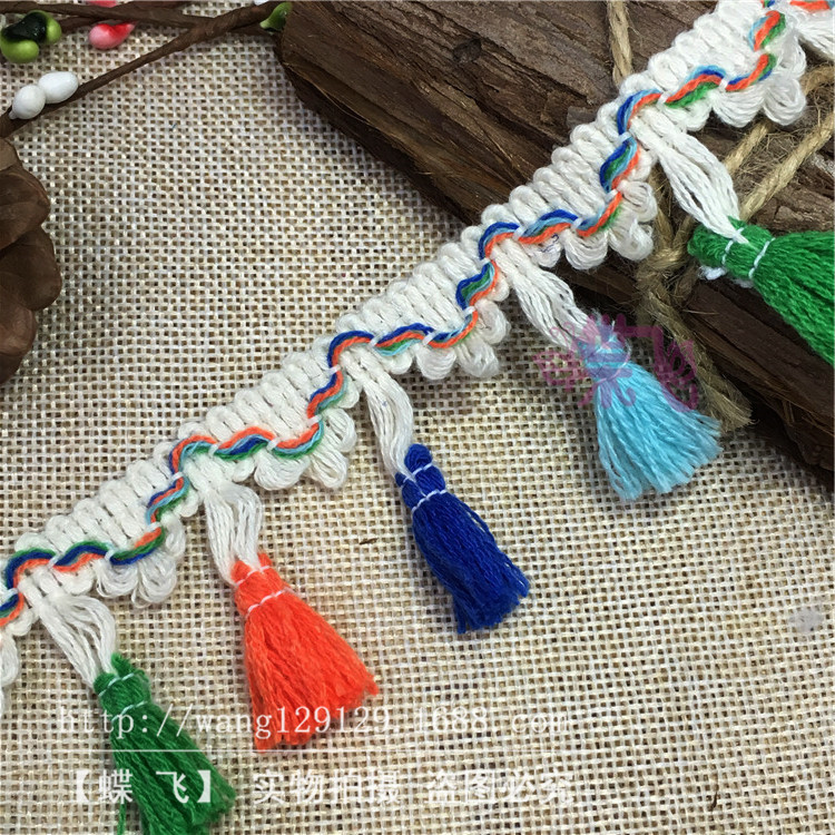 Factory B50 Colorful three-flower flowered tassel broom lace four-color broom DIY handmade clothing accessories lace webbing pic 22