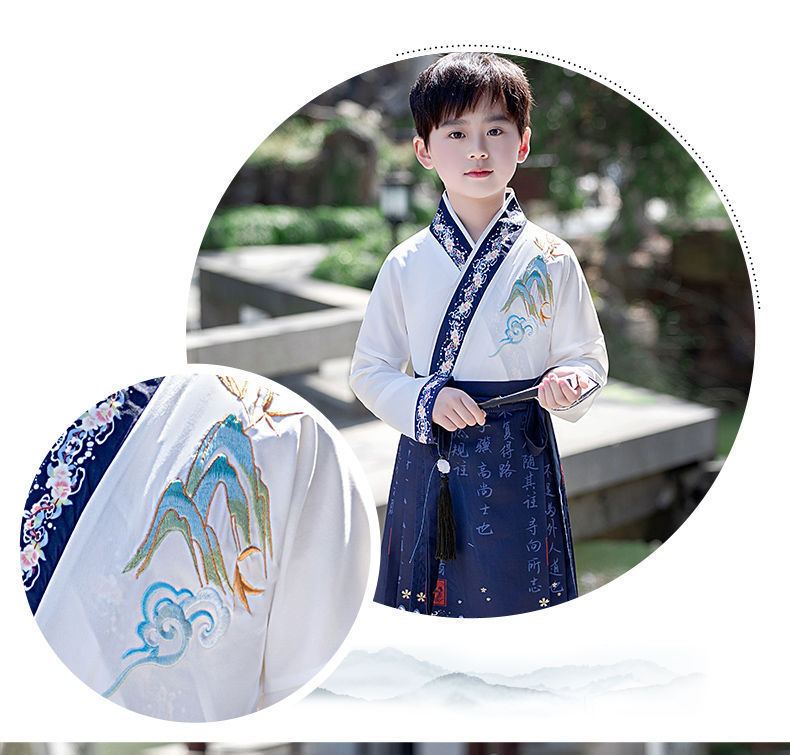 国潮儿童马面裙男女童国学汉服朗诵表演服中国风小女孩古装半身裙唐装详情27