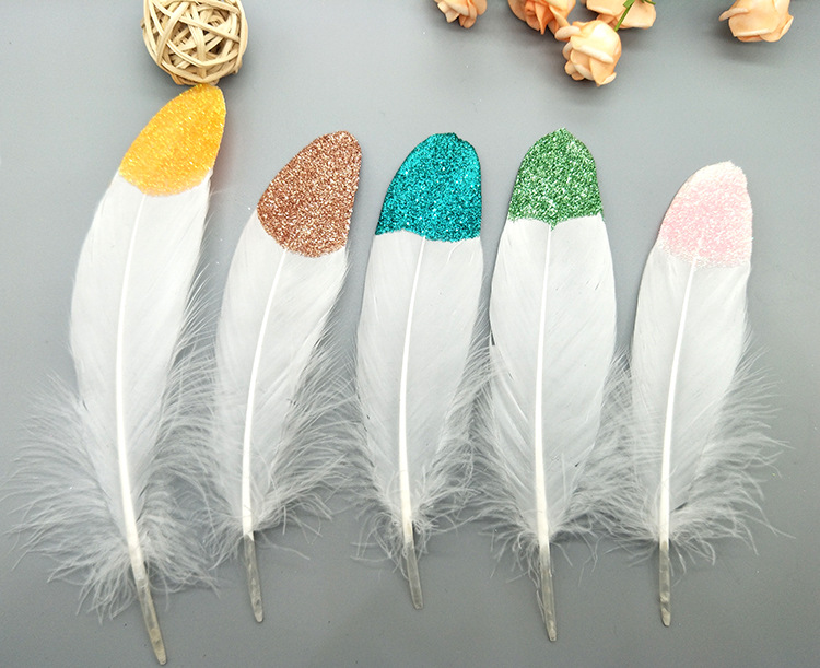 A large quill feather gift box with all-gold and all-silver feathers, paper card bookmarks and decorative quill pens pic 31