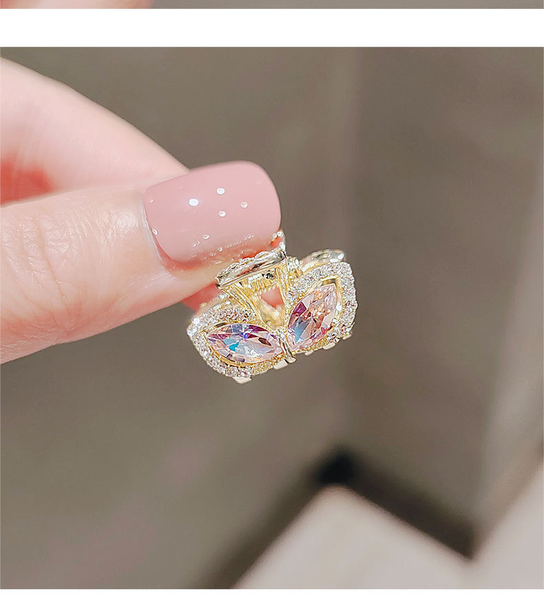 日系可爱兔耳朵发夹刘海夹少女粉色仿水晶小发抓夹顶夹详情8