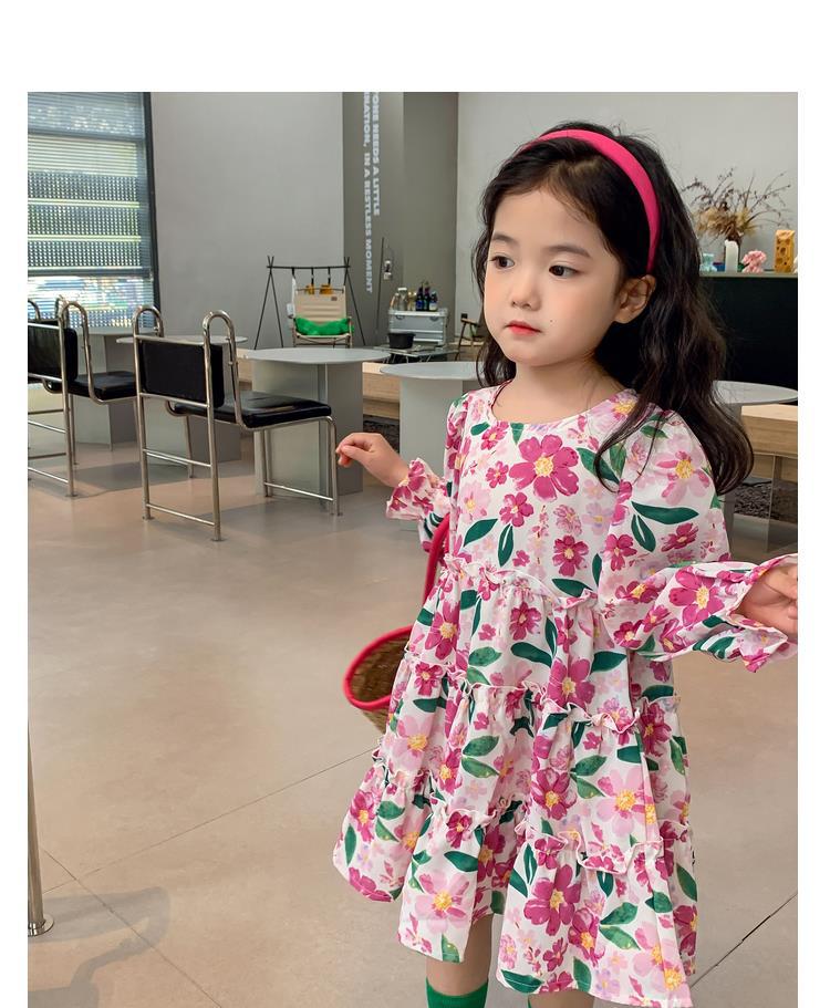 图图小象女童秋季童装儿童韩版碎花连衣裙洋气针织开衫宝宝套装详情48