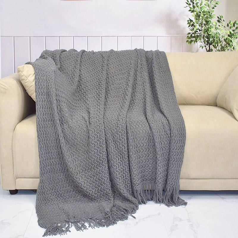 Knitted sofa blanket, Bohemian Nordic style office tassel nap blanket, knee blanket, homestay bed end blanket pic 9