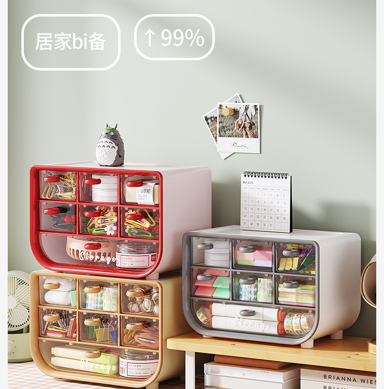 桌面收纳盒多功能整理盒文具化妆品办公室抽屉分隔学生宿舍置物架详情6