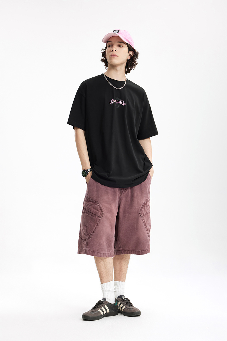 捷展男装|蝙蝠袖印花T恤2025年春夏美式街头潮牌纯棉宽松短袖上衣详情23