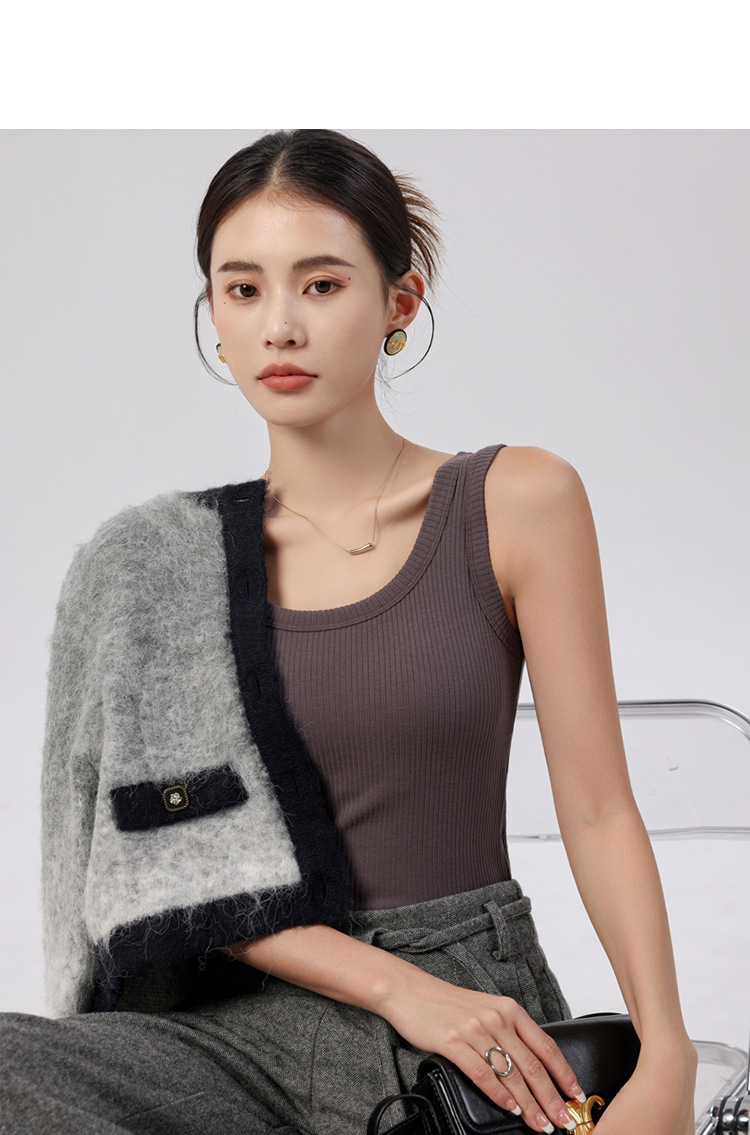 双面磨毛发热保暖吊带背心女内搭带胸垫冬季山羊绒加绒打底上衣详情15