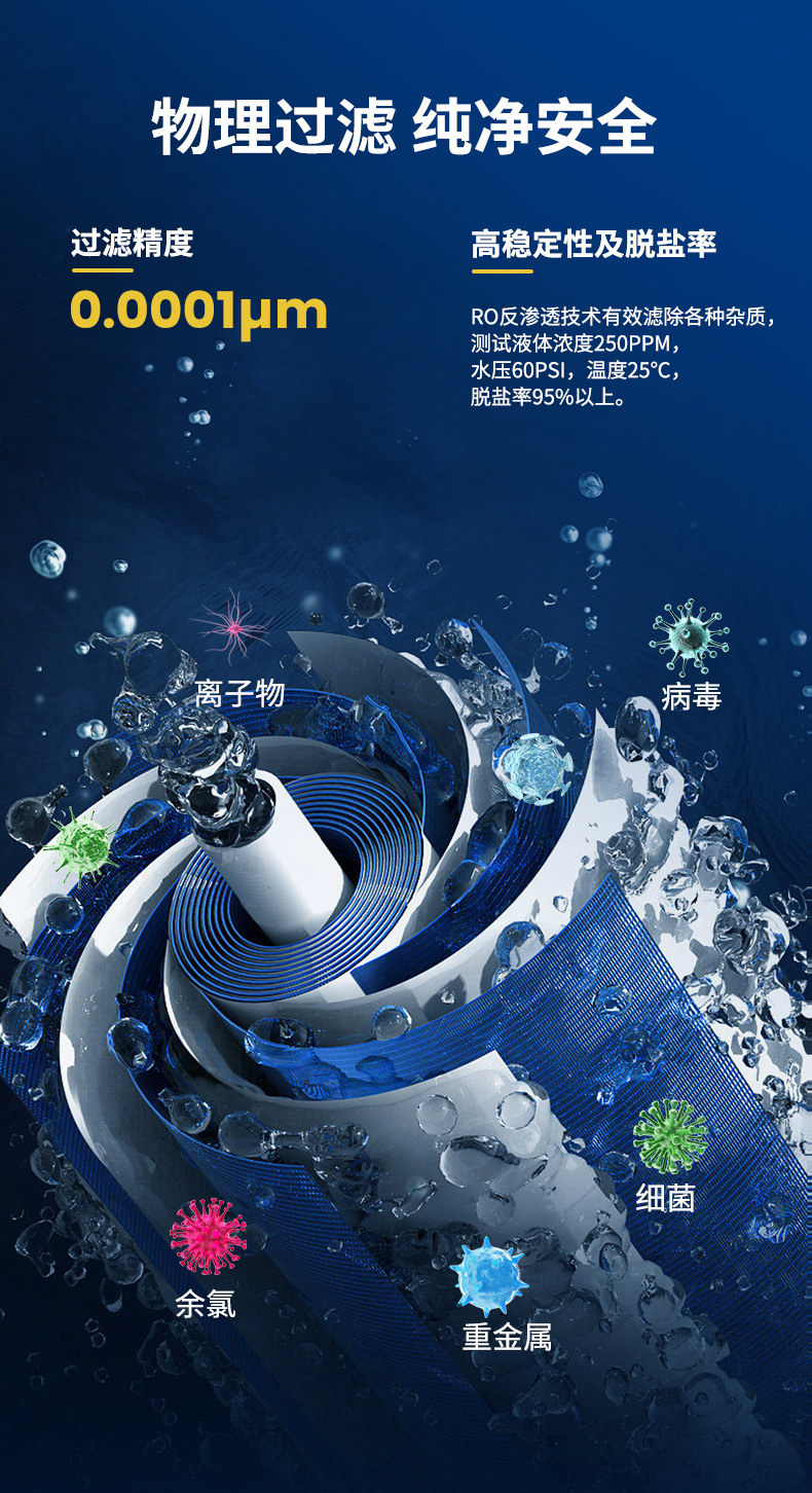 家用五级反渗透净水器带灌厨房75GRO机单出水双出水直饮机纯水机详情7